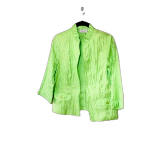 Chico’s Neon Green Crinkle Blazer Jacket S